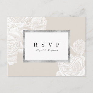 Cartão Postal De Convite Casamento botânico vintage rosa Luxe RSVP
