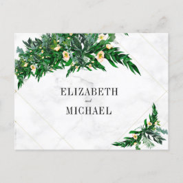 Cartão Postal De Convite Casamento Branco Russo do Buquê Foliage Eucalyptus