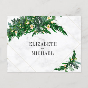 Cartão Postal De Convite Casamento Branco Russo do Buquê Foliage Eucalyptus