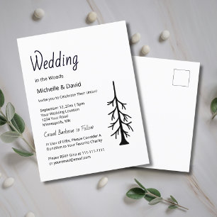 Cartão Postal De Convite Casamento Casual Rustic Pine Tree Simple Evergreen