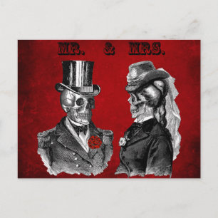 Cartão Postal De Convite Casamento Caveira Grunge & Festa de Aniversário