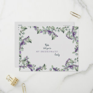 Cartão Postal De Convite Casamento Cinza Lavanda Você Será Minha Dama de Ho