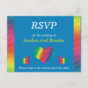 Cartão Postal De Convite [Casamento com dobras do arco-íris] Corações - Car