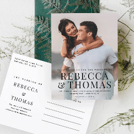 Cartão Postal De Convite Casamento com Sobreposição de Tipo de Foto Moderna