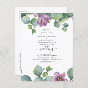 Cartão Postal De Convite Casamento com Suculência de Aquarela Eucalyptus Gr