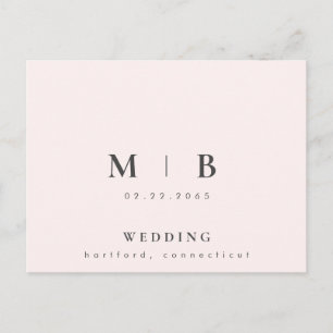 Cartão Postal De Convite Casamento Contemporâneo Simples Elegante Monograma
