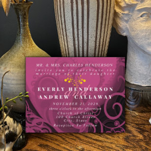 Cartão Postal De Convite Casamento Convite-Plum Cala Lily