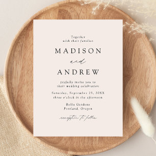 Cartão Postal De Convite Casamento Creme Elegante Moderno
