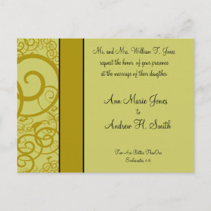 Cartão Postal De Convite Casamento Cristão de Azul Profundo do Mar