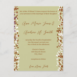 Cartão Postal De Convite Casamento Cristão Tons Terrosos O Amor Nunca Falha