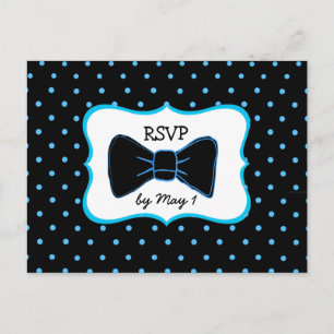 Cartão Postal De Convite Casamento de Bowtie LGBT do preto azul do cartão