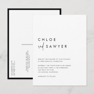 Cartão Postal De Convite Casamento de Código QR de Script Manuscrito Preto 