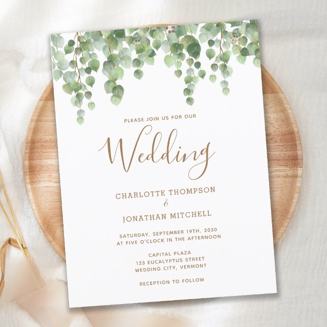 Cartão Postal De Convite Casamento de Folhagem Eucalyptus Botânica (Criador carregado)