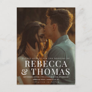 Cartão Postal De Convite Casamento de Foto com Sobreposição de Tipo Moderno