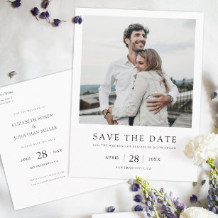 Cartão Postal De Convite Casamento de Foto Moderno Elegante Simples Salve a
