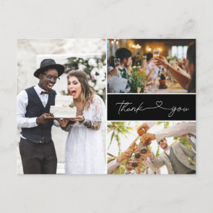 Cartão Postal De Convite Casamento de Fotografias Moderno Três Obrigado
