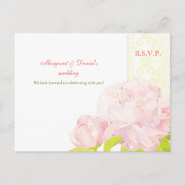 Cartão Postal De Convite Casamento de Horden Peony Summer RSVP