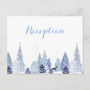 Cartão Postal De Convite Casamento de Inverno com Flocos de Neve em Aquarel