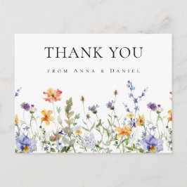 Cartão Postal De Convite Casamento de Jardim de Flores Selvagens Obrigado C