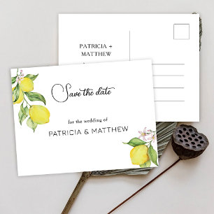 Cartão Postal De Convite Casamento de limão de Verão Salvar a Data