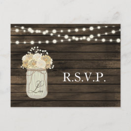 Cartão Postal De Convite Casamento de Madeira na Rússia Mason Jar Daisy Bar