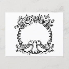 Cartão Postal De Convite Casamento de Pássaros de Amor