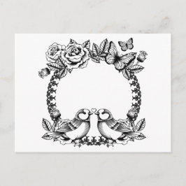 Cartão Postal De Convite Casamento de Pássaros de Amor