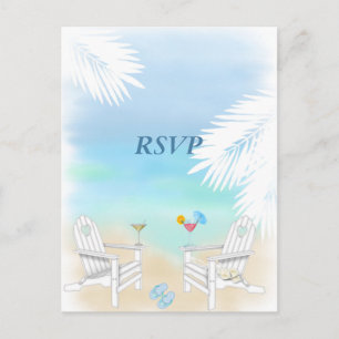 Cartão Postal De Convite Casamento de Praia da RSVP
