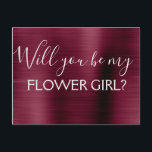 Cartão Postal De Convite Casamento de Rapariga Elegante Roxo-Brilhante<br><div class="desc">Roxo Roxo Moderno e Metálico Elegante Você será a minha Menina Flor? Cartão Postal. Este Cranberry Marsala será meu cartão postal da floricultura,  parte da Coleção de Casamentos Burgundy. Se precisar de itens correspondentes,  entre em contato com o designer.</div>