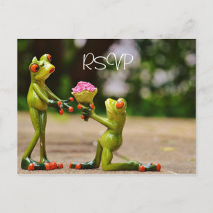 Cartão Postal De Convite Casamento de Sapos Engraçados RSVP com foto