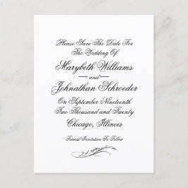 Cartão Postal De Convite Casamento de Toile & Calliografia Salvar o Cartão-