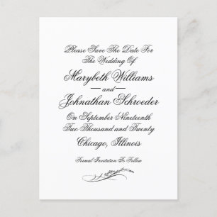 Cartão Postal De Convite Casamento de Toile & Calliografia Salvar o Cartão-