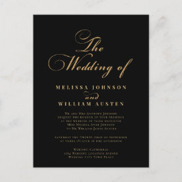 Cartão Postal De Convite Casamento Dourado Elegante