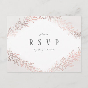 Cartão Postal De Convite Casamento elegante de ouro rosa ouro e botânico R
