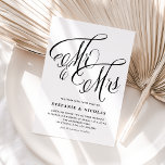 Cartão Postal De Convite Casamento entre o Sr. Negro e a Sra. Rustic Callio<br><div class="desc">Convide convidados para suas celebrações de casamento com nosso cartão postal de convite para casamento. Tem o Sr. e a Sra. em caligrafia russa. Este cartão postal de casamento preto e branco é perfeito para qualquer tema de casamento ou estação. Quer você esteja planejando um casamento primavera, rústico ou clássico,...</div>