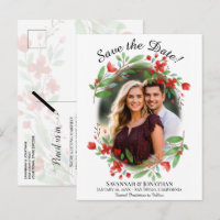 Casamento Floral de Red Watercolor Salvar a Foto d