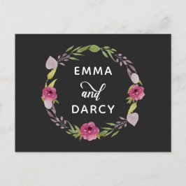 Cartão Postal De Convite Casamento Floral Rosa-Rosa-De-Aquarela-Russo