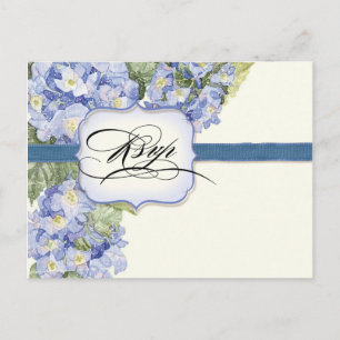 Cartão Postal De Convite Casamento Formal Azul Hydrangea Bracket