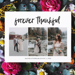 Cartão Postal De Convite Casamento Fotográfico do Script Moderno 3 Obrigado