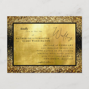 Cartão Postal De Convite Casamento Glam Gold & Black Orçamento