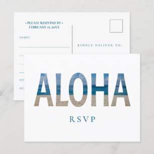 Cartão Postal De Convite Casamento na praia do Havaí com Aloha Foto RSVP