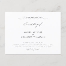 Cartão Postal De Convite Casamento Negro e Branco minimalista elegante