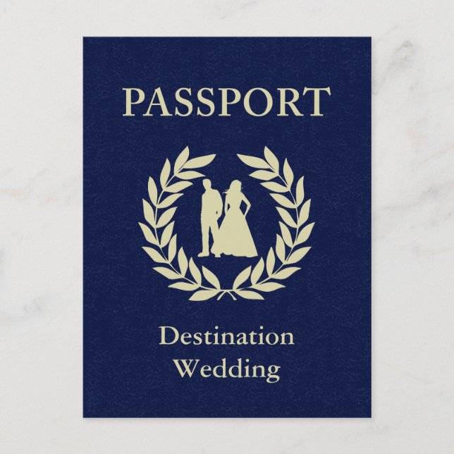 Cartão Postal De Convite casamento no destino passaporte (Frente)