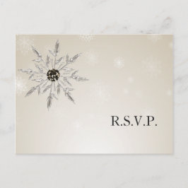 Cartão Postal De Convite casamento no inverno rsvp flocos de neve de ouro