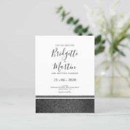 Cartão Postal De Convite Casamento preto e branco simples