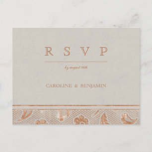Cartão Postal De Convite Casamento RSVP de Casamento Russo de Luar de Ouro