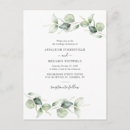 Cartão Postal De Convite Casamento Russo de Eucalyptus Greenery Foliage