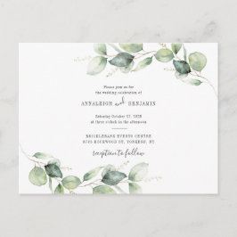 Cartão Postal De Convite Casamento Russo de Eucalyptus Greenery Foliage