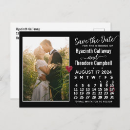 Cartão Postal De Convite Casamento Salvar a Data Calendário de agosto de 20