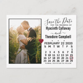 Cartão Postal De Convite Casamento Salve a Data Calendário de fevereiro de
